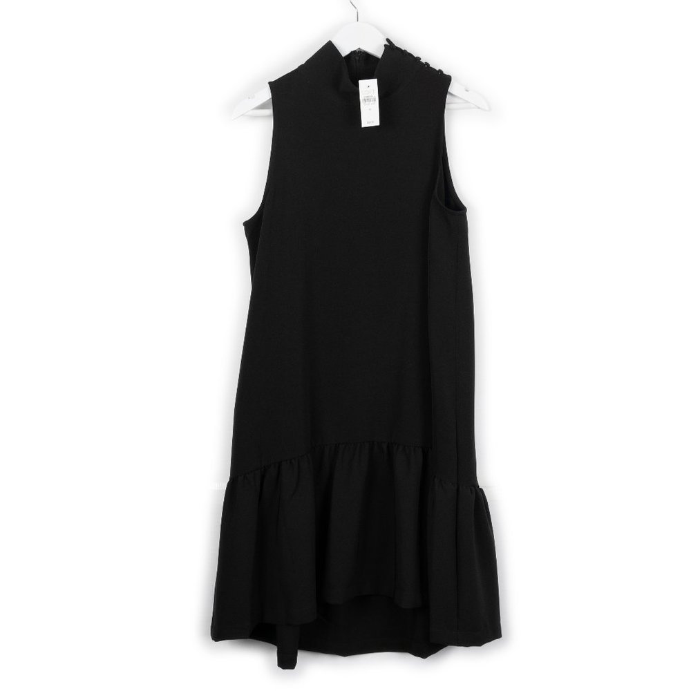NEW LOFT black babydoll poplin high neck sleeveless dress size M